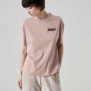 Cotton lightweight jersey T-shirt with precious button tab