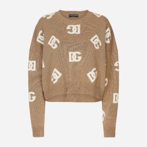 Cropped wool sweater with DG inlay