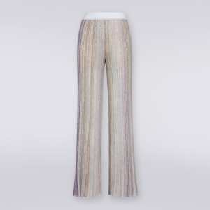 Flared pleated viscose blend trousers with sequins