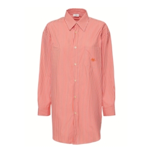 Oversized cotton poplin shirt w/logo Red/White